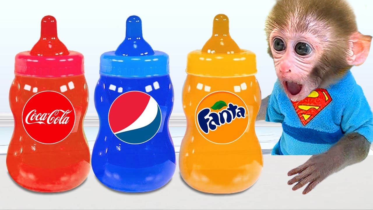 Monkey Baby Bon Bon makes Cutest Jelly milk bottle and goes swimming with duckling img